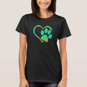Schattige Hond Poot Prin Psychedelische Tie Dye Re T-shirt