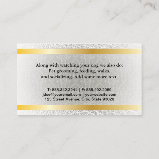 Schattige hond pug | Damast patroon Visitekaartje (Achterkant)