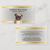 Schattige hond pug | Damast patroon Visitekaartje (Voorkant / Achterkant)