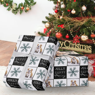 Schattige Hond Puppies Huisdier Foto Sneeuwvlok Ke Cadeaupapier