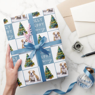 Schattige Hond Puppieshuisdier Kerstboom Aquarel F Cadeaupapier