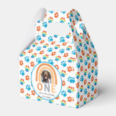 Schattige hond regenboog Waterverf 1e verjaardagsf Bedankdoosjes (Voorkant Zijde)