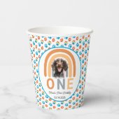 Schattige hond regenboog Waterverf 1e verjaardagsf Papieren Bekers (Achterkant)