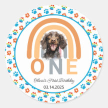 Schattige hond regenboog Waterverf 1e verjaardagsf