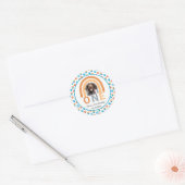 Schattige hond regenboog Waterverf 1e verjaardagsf Ronde Sticker (Envelop)