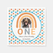 Schattige hond regenboog Waterverf 1e verjaardagsf Servet (Voorkant)