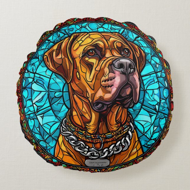Schattige Hond Rond Kussen (Voorkant)