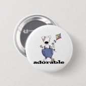 SCHATTIGE HOND RONDE BUTTON 5,7 CM (Voorkant /achterkant)