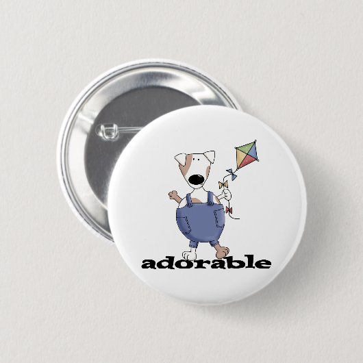 SCHATTIGE HOND RONDE BUTTON 5,7 CM (Voorkant /achterkant)