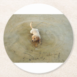 schattige hond ronde kartonnen onderzetter