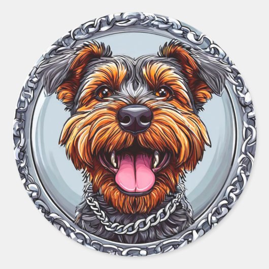 Schattige Hond Ronde Sticker (Voorkant)