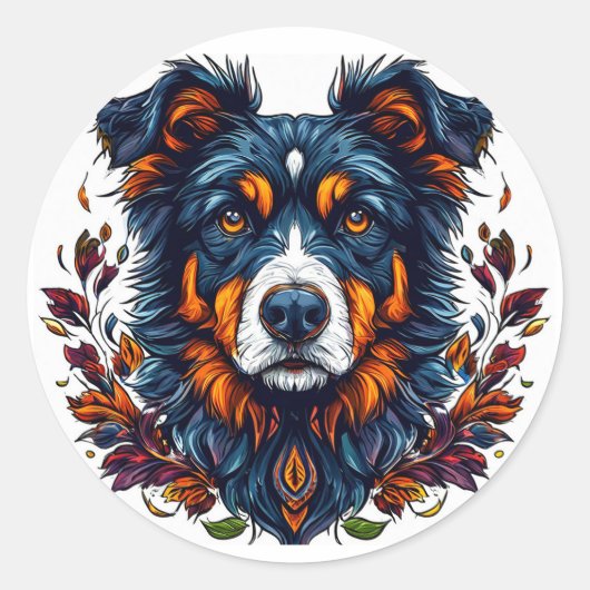 Schattige Hond Ronde Sticker (Voorkant)