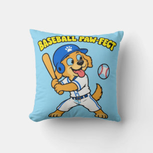 Schattige Hond Speelt Honkbal Poot-ject Fun Sport Kussen
