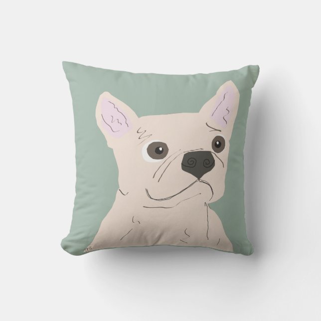 Schattige Hond, Stof Blauw Kussen (Voorkant)