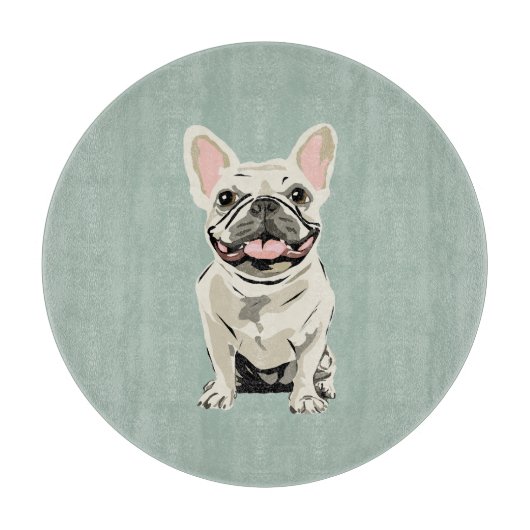 Schattige Hond, Stof Blauw Snijplank (Voorkant)