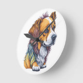 schattige hond t-shirt ronde klok (Hoek)