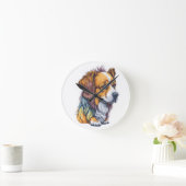 schattige hond t-shirt ronde klok (Huis)