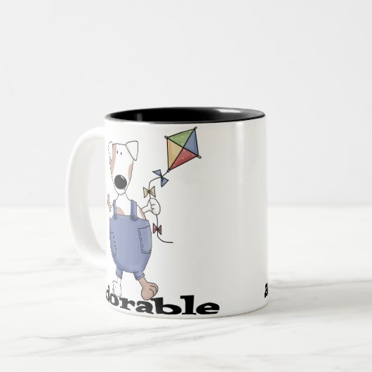 SCHATTIGE HOND TWEEKLEURIGE KOFFIEMOK (Voorkant links)