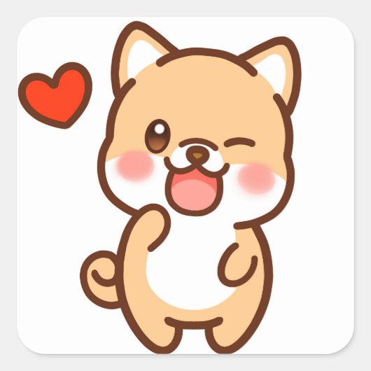 Schattige hond vierkante sticker (Voorkant)