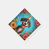 Schattige hond viert verjaardag servet (Hoek)