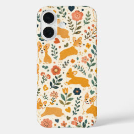 Schattige Hond Volkskunst Whimsical Hand  iPhone 16 Hoesje