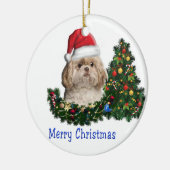 Schattige Hond vrolijk Kerstmis Keramisch Ornament (Links)