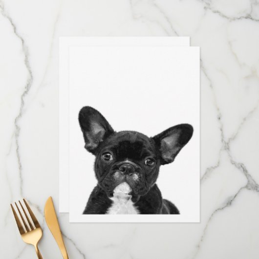 Schattige hond | Zwart Frans Bulldog Face Menu (Voorkant / Achterkant in situ)