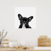 Schattige hond | Zwart Frans Bulldog Face Poster (Keuken)