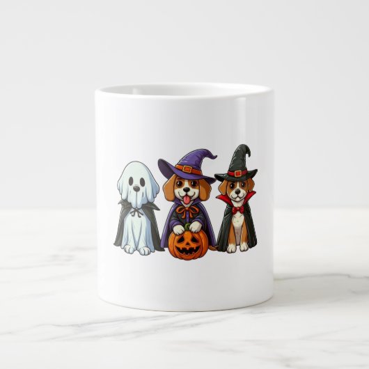 Schattige honden als spook, heks en vampier grote koffiekop (Voorkant)