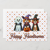 Schattige honden als spook, heks en vampier kaart (Voorkant / Achterkant)