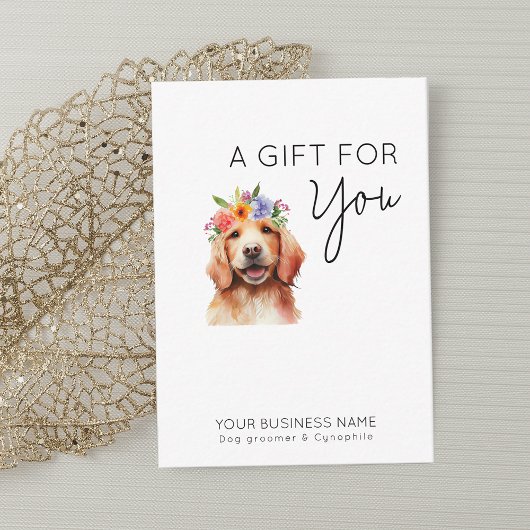 Schattige Honden Bloem waterverf Grooming Cadeauka Notitiekaartje