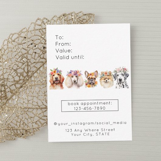 Schattige Honden Bloem waterverf Grooming Cadeauka Notitiekaartje