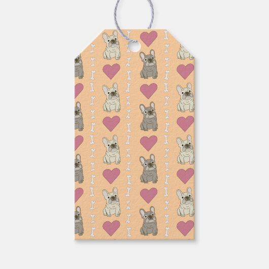 Schattige honden, botten en harten cadeaulabel (Voorkant)