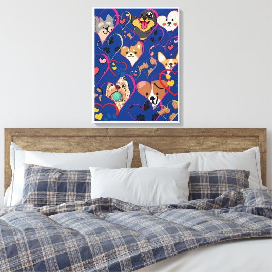 Schattige honden canvas afdruk (Insitu (Slaapkamer))