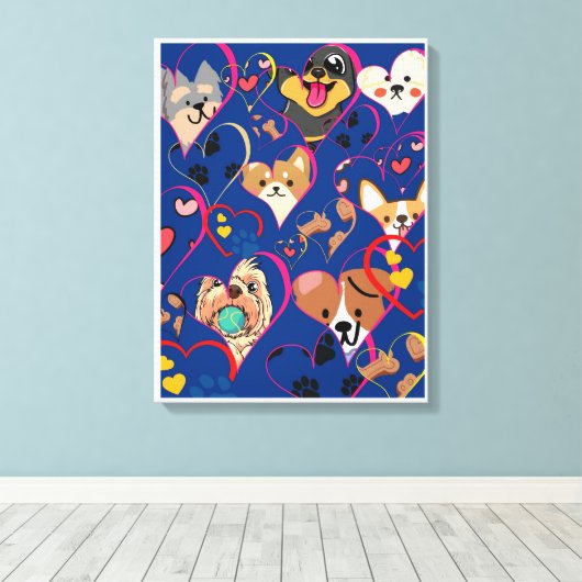 Schattige honden canvas afdruk (Insitu (Houten vloer))