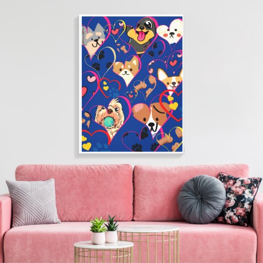 Schattige honden canvas afdruk (Insitu (Woonkamer))