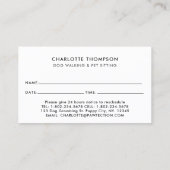 Schattige honden Dog Groomer Pet Sitter Business Afsprakenkaartje (Achterkant)