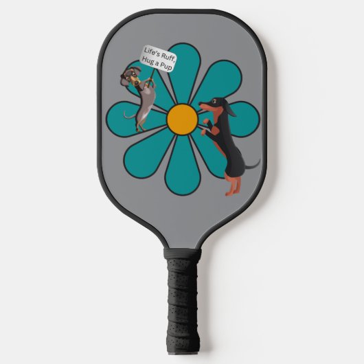 Schattige honden en bloem pickleball paddle (Voorkant)