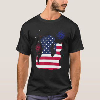Schattige honden en katten Amerikaanse vlag Gelukk T-shirt