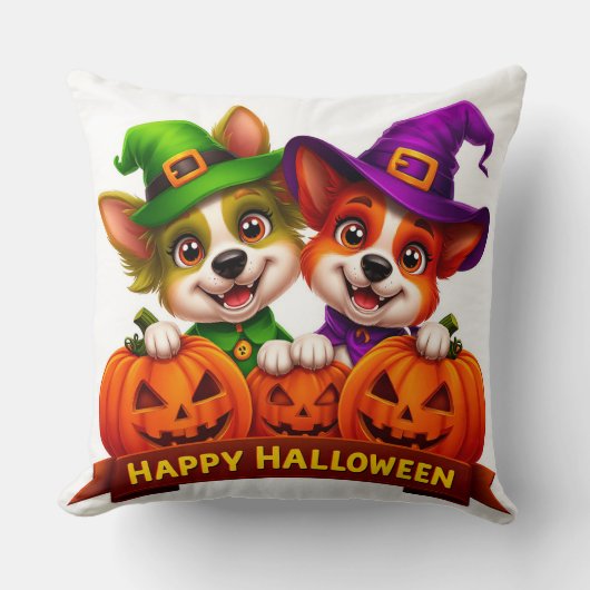 Schattige honden in Halloweenkostuums Kussen (Voorkant)