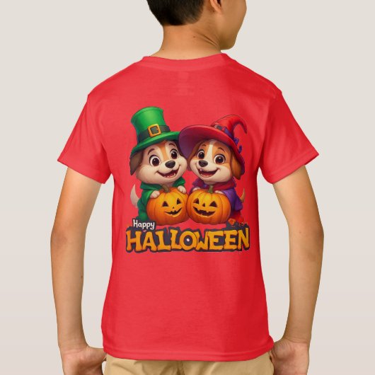 Schattige honden in Halloweenkostuums T-shirt (Achterkant)