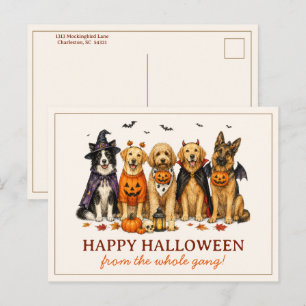 Schattige honden in kostuums Halloween Briefkaart
