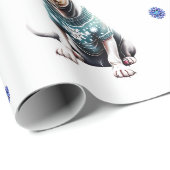 Schattige Honden in Lelijke Kersttruien op Wit Cadeaupapier (Rol Hoek)