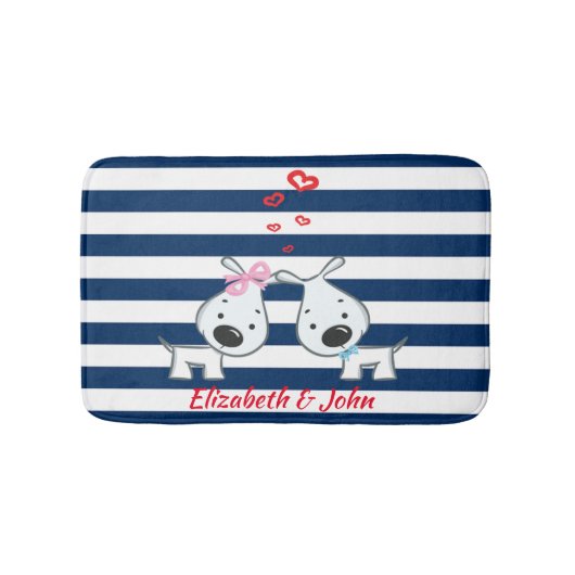 Schattige honden in liefde met speciaal gepersonal badmat (Voorkant)