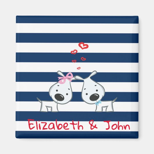 Schattige honden in liefde met speciaal gepersonal magneet (Voorkant)