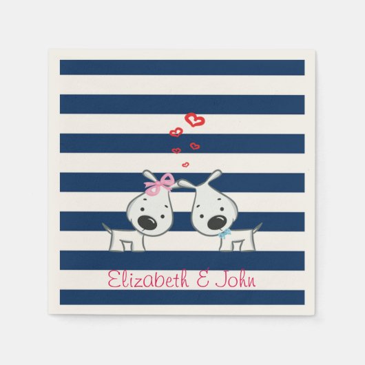 Schattige honden in liefde met speciaal gepersonal servet (Voorkant)