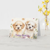 Schattige Honden Kaart (Gele Bloem)