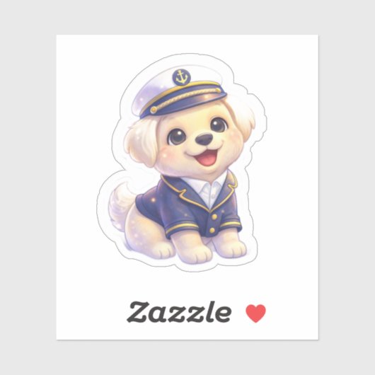 Schattige Honden Kapitein Sticker (Vel)