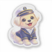 Schattige Honden Kapitein Sticker (Voorkant)