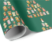 Schattige Honden Kerstboom Cadeaupapier (Rol Hoek)